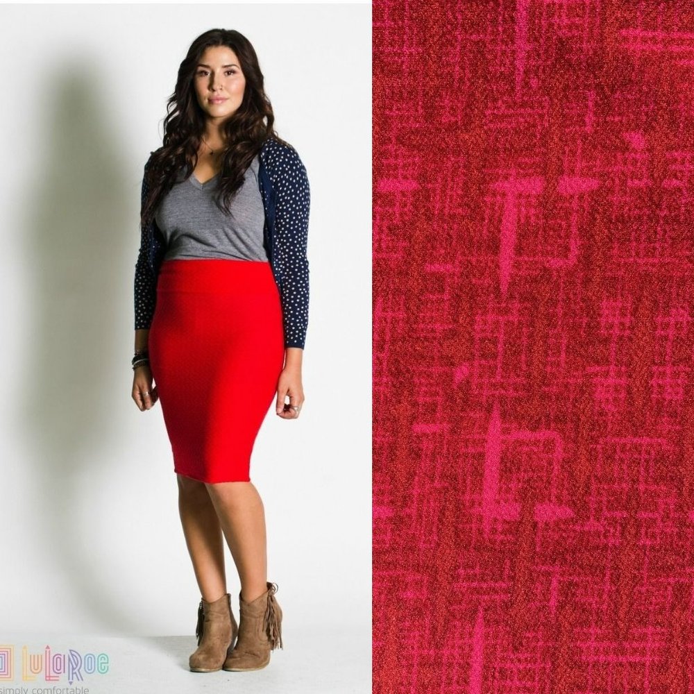 NWT LuLaRoe Pencil Skirt XS Cassie Red Pink Stretchy Christmas Valentine’s Day